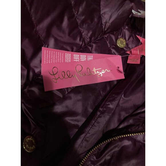 Lilly Pulitzer Tonia Down Puffer Jacket Amarena Cherry Size 0 - New With Tag - Picture 2 of 6